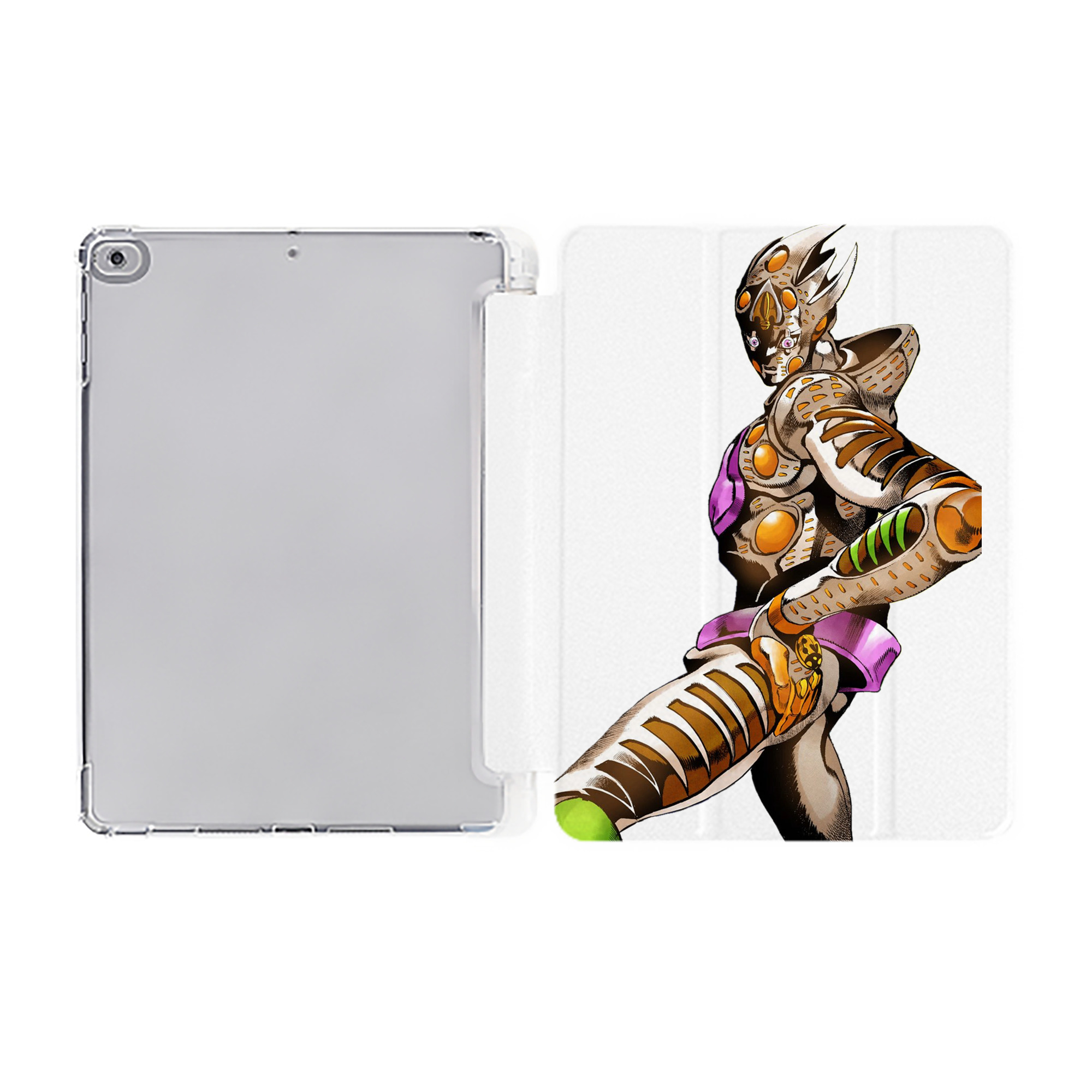 （画像用） ジョジョの奇妙な冒険 ジョルノ?ジョバァーナ JoJo's Bizarre Adventure Giorno Giovanna IPad ケース ペン収納付き 三つ折りスタンド PUレザー×シリコン 対応機種9.5/10.5/10.9インチ